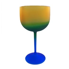 Taça de Gin Acrílico Verde Amarelo e Azul 500mL