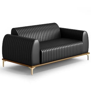 Sofá 180cm 3 Lugares Base Gold Molino D06 PU B-159 Preto - Mpozenato