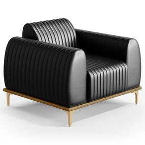 Poltrona Decorativa Base Gold Molino D06 PU B-159 Preto - Mpozenato