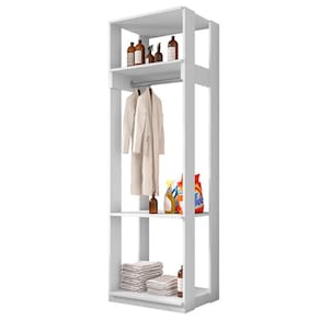Módulo Guarda Roupa Closet 58cm Com Prateleiras Titan Branco Velluto - Móveis Leão