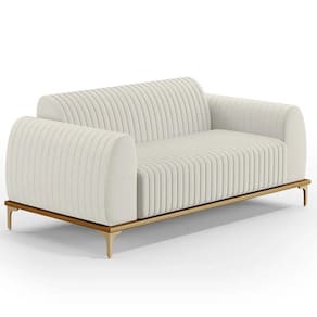 Sofá 210cm 3 Lugares Base Gold Molino D06 Linho C-367 Cru - Mpozenato
