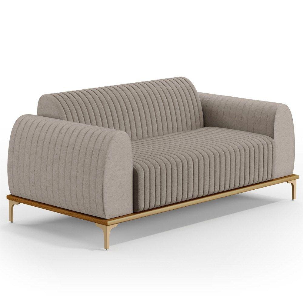 Sofá 180cm 3 Lugares Base Gold Molino D06 Linho C-370 Bege - Mpozenato