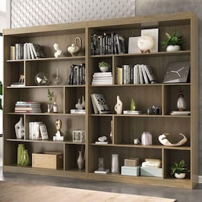 Conjunto 2 Estantes para Livros Home Office 240cm Espresso Móveis Avelã TX