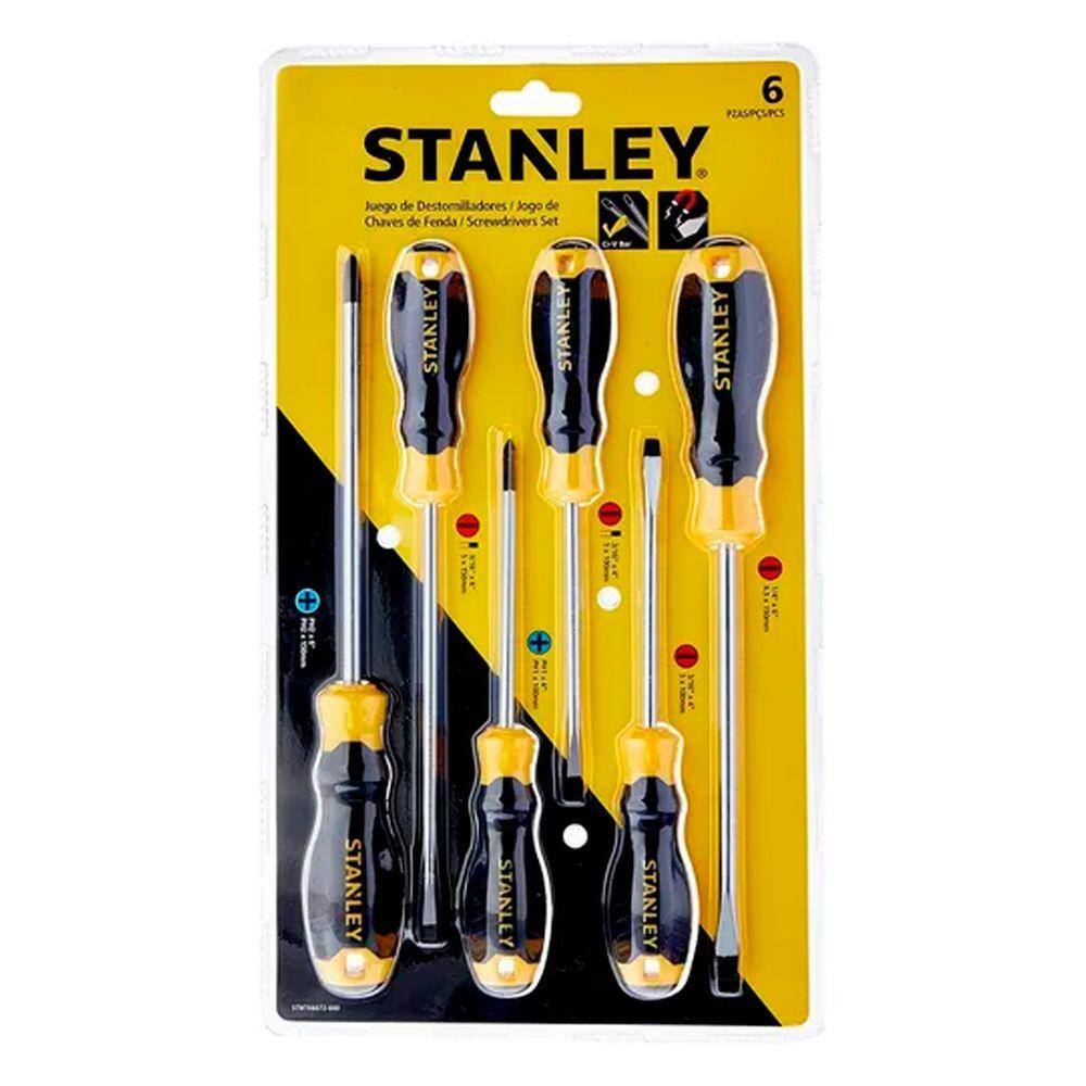 Chaves de Fenda Stanley STM66672-840 Com Imã Cabo Emborrachado 6 Peças