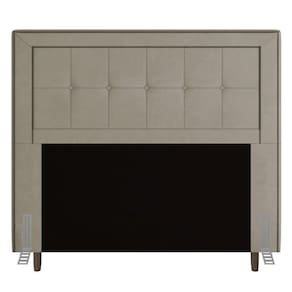 Cabeceira Box Casal Luxor 140cm Com Tachas E Frame Bege