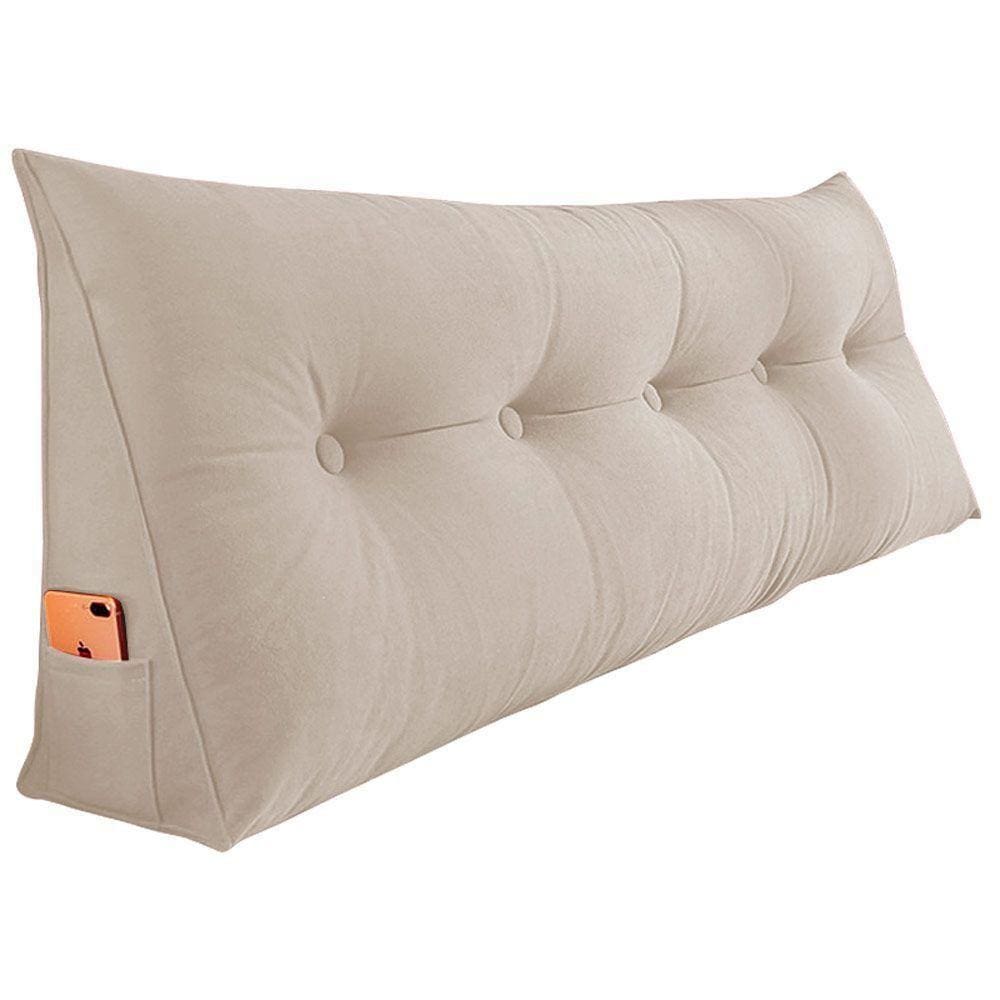 Almofada Para Cabeceira Spot 195cm Com Porta Celular Bege