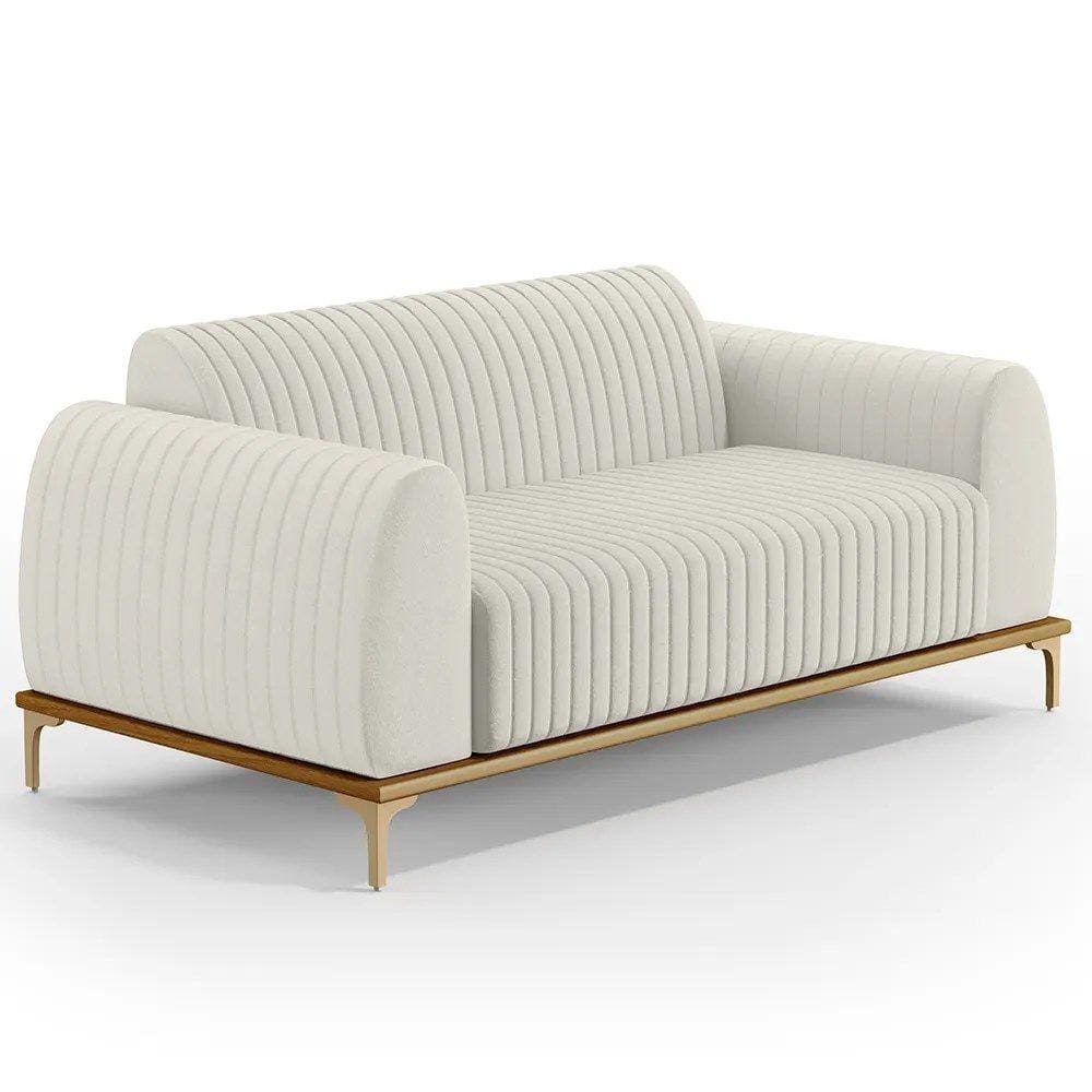 Sofá 210cm 3 Lugares Base Gold Molino D06 Linho C-367 Cru - Mpozenato