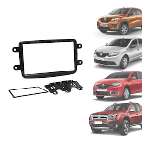 Moldura 2 Din Fiamon Duster Logan Sandero Kwid Black Piano