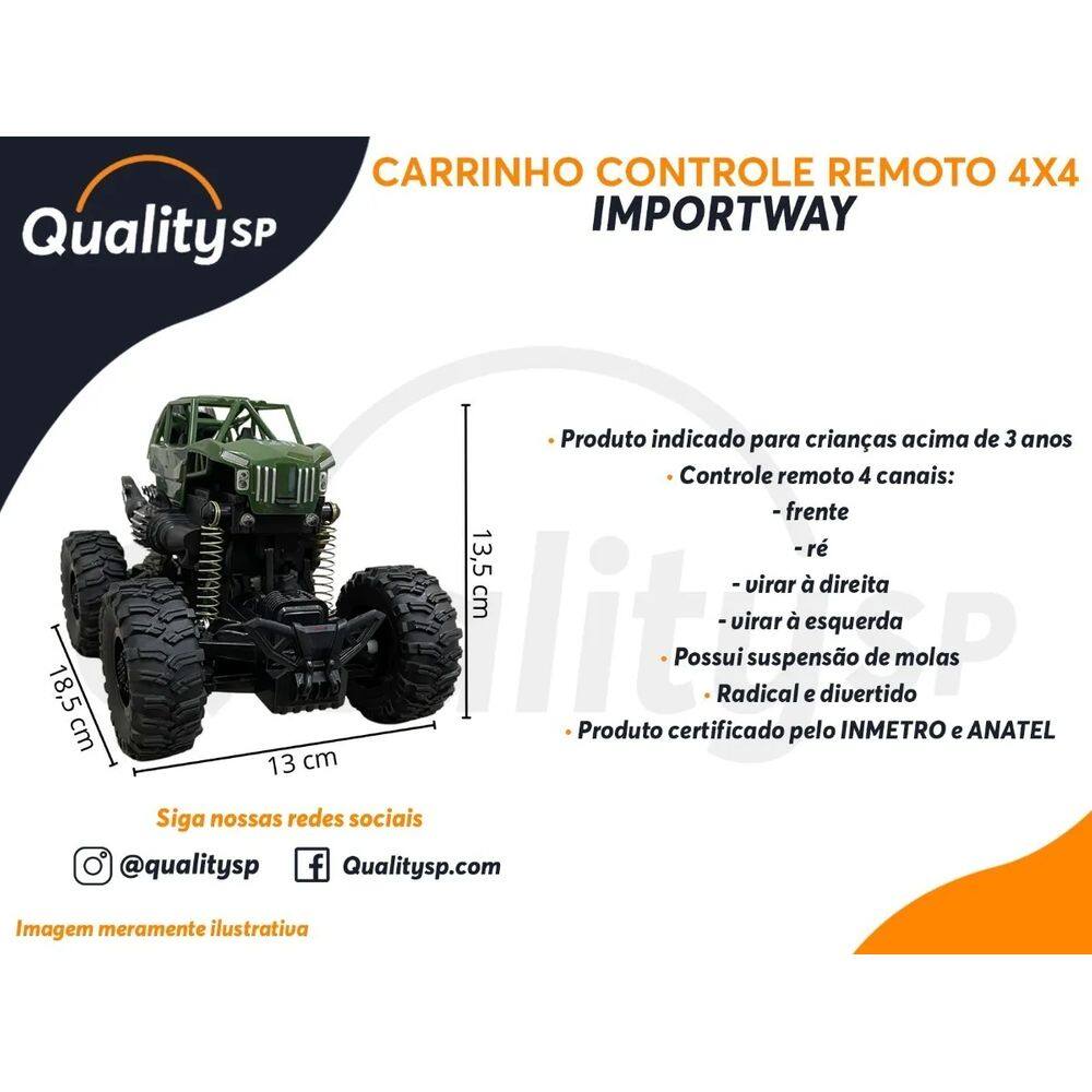 Carrinho Controle Remoto 4X4 1:20 Verde BW192VD