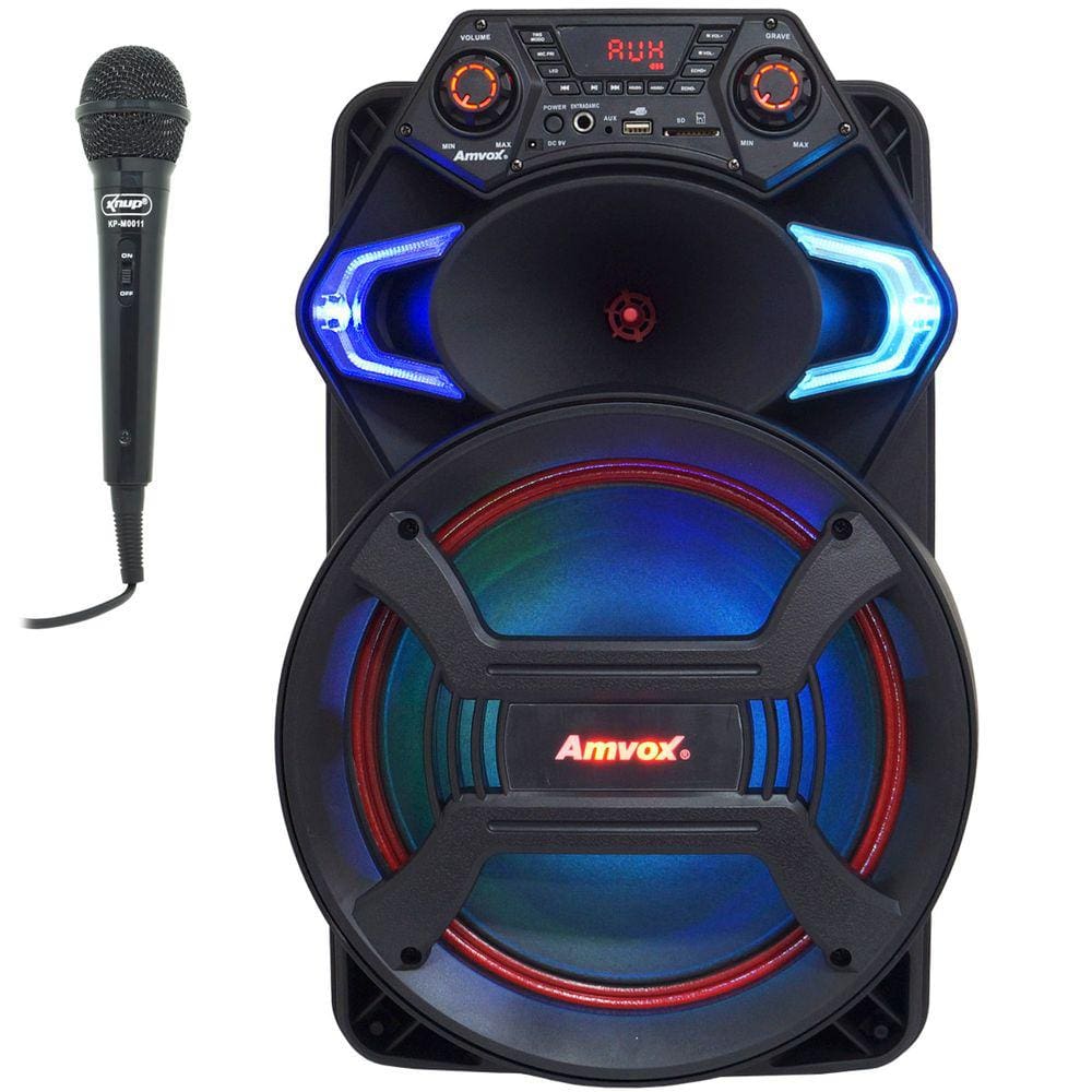 Caixa Som Amplificada Portátil Bluetooth 550W Rms Mp3 Usb Tws Led ACA 550 Strondo II Microfone