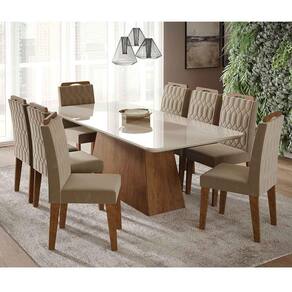 Conjunto Sala de Jantar Tampo MDF/Vidro 6 Cadeiras Helena Espresso Móveis