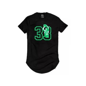 Camiseta Longline Larry Bird 33 Boston Bill Russell Basquete