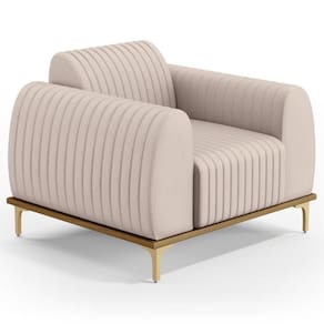 Poltrona Decorativa Base Gold Molino D06 Suede C-309 Bege - Mpozenato