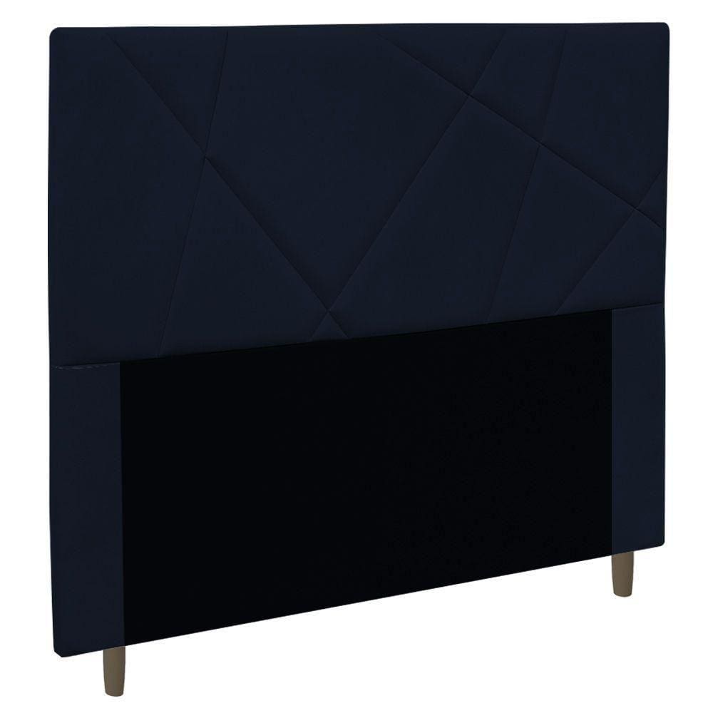 Cabeceira Box Casal Queen Size 160cm Veludo Azul Marinho