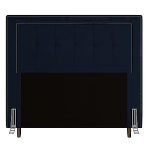 Cabeceira Box Solteiro 90cm Com Tachas E Frame Azul Marinho