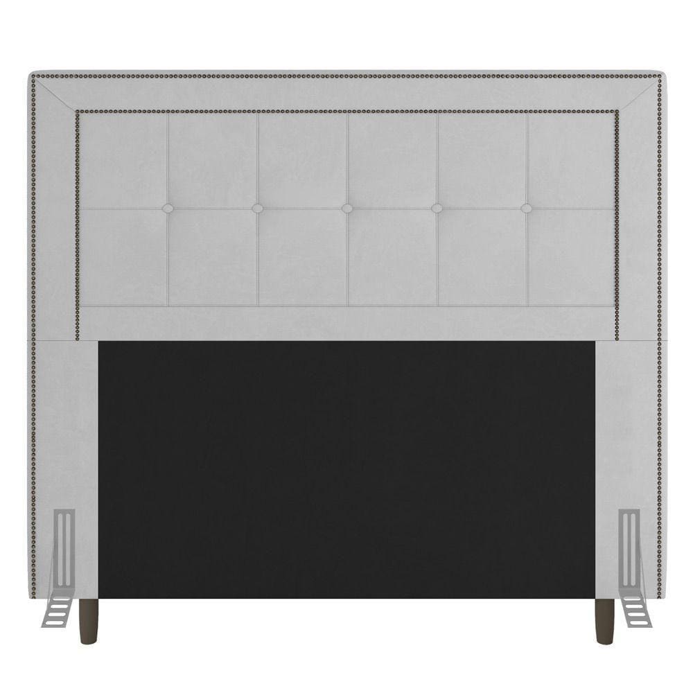 Cabeceira Box Solteiro Luxor 90cm Com Tachas E Frame Branco