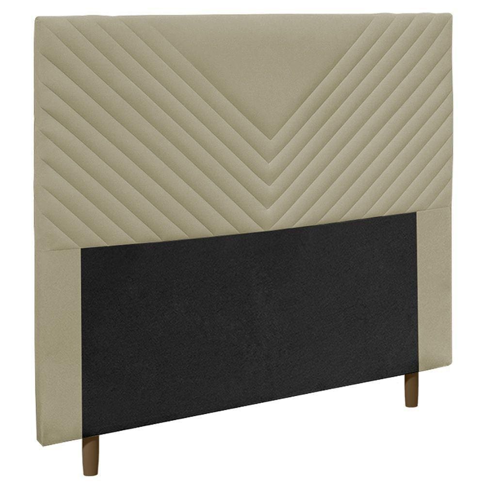 Cabeceira Cama Box Casal Queen Size Viena 160cm Veludo Bege