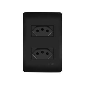 Tomada Dupla Fame Habitat Black 2P+T 20A com Placa 4x2 Preta