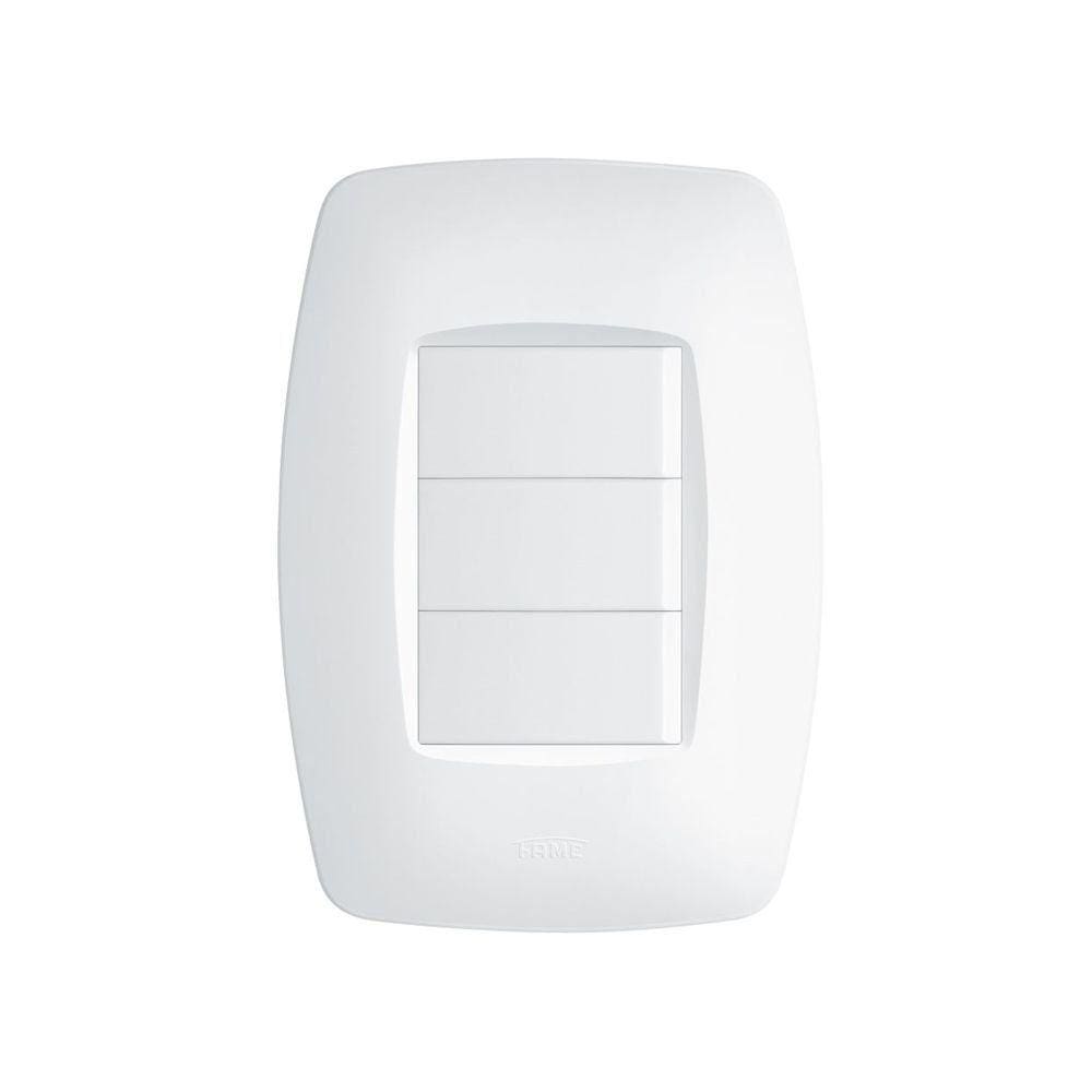 Interruptor Simples Triplo Fame Elegance com Placa 4x2 Branco