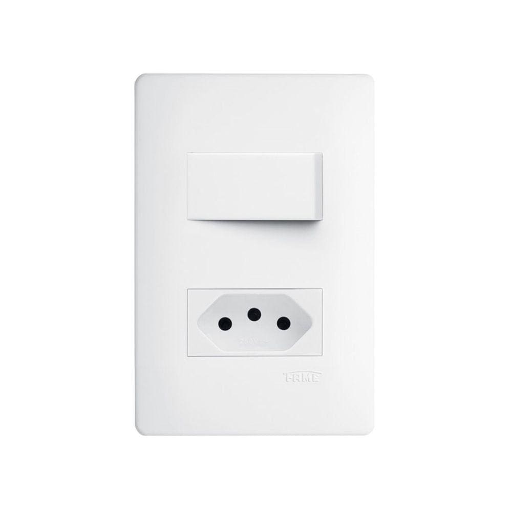 Interruptor Simples e Tomada 2P+T 20A Fame Habitat com Placa 4x2 Branco