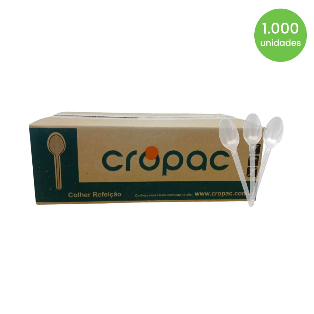 Colher para Refeição 17cm Cristal Cropac a Granel com 1.000 unidades