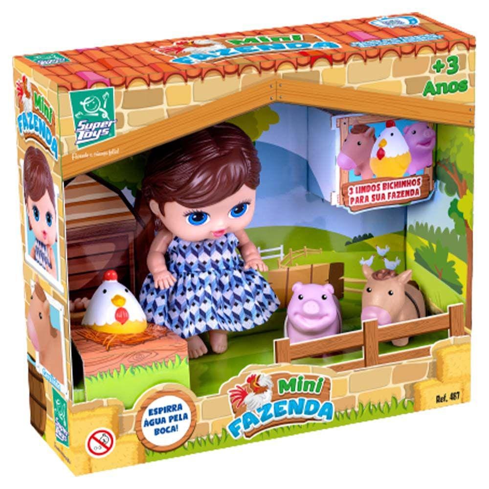 Boneca e Figuras - 18 cm - Mini Fazenda - Super Toys