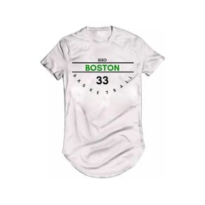 Camiseta Longline Basquete Larry Bird Boston Bill Russell