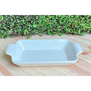 Travessa Cerâmica Retangular Branca Servir 27x14cm Tigela