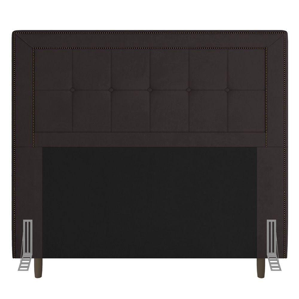 Cabeceira Box Casal Luxor 140cm Com Tachas E Frame Marrom