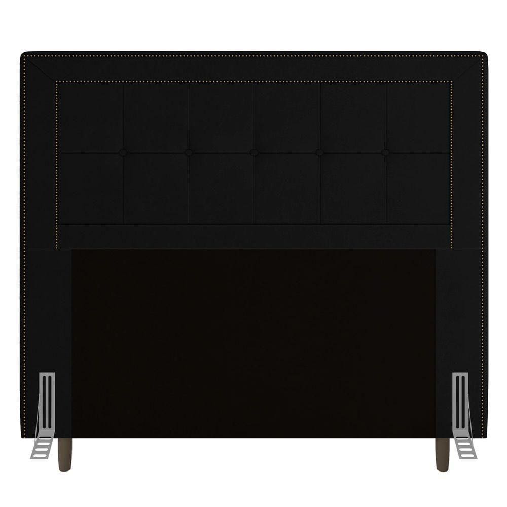 Cabeceira Box Casal Luxor 140cm Com Tachas E Frame Preto