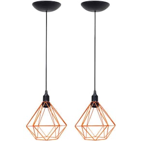 2 Pendentes Aramado Diamante Luminária Lustre P Teto Retrô Vintage Industrial Balcão Agp Ilumini