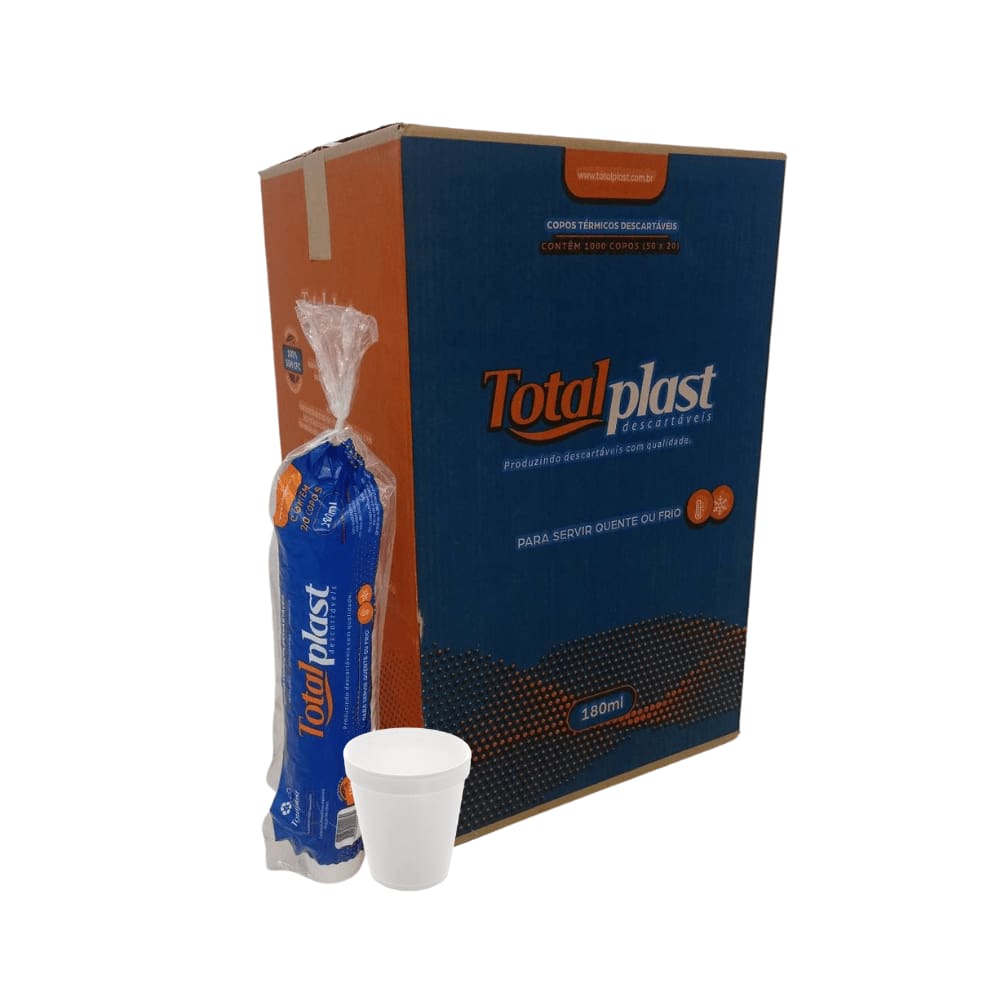 Copo de Isopor 180ml Totalplast com 1.000 unidades