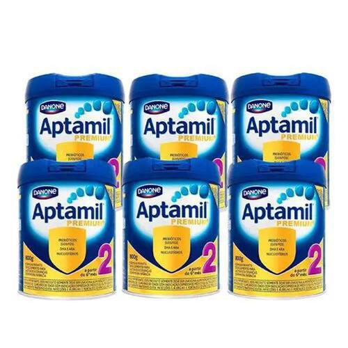Kit 6 Fórmula Infantil Aptamil Premium 2 800g - Danone