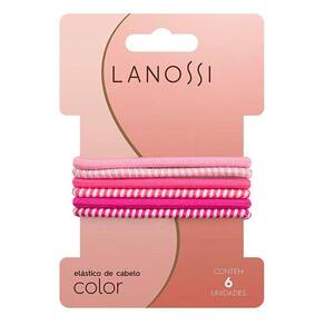 Prendedor De Cabelo Lanossi Elástico Pink Com 6 Unidades