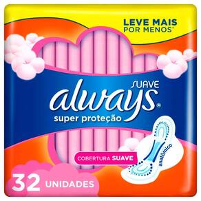 Absorvente Always Super Proteção Cobertura Suave - 32 Unidades