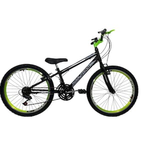 Bicicleta Infantil Passeio Aro 24 Marcha 18v Masculina Preto/Verde Neon