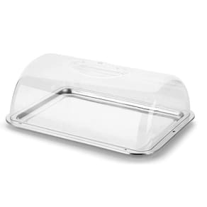 Porta Bolo Pao Torta Retangular Inox Pop Forma