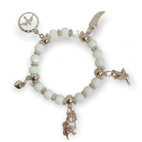Pulseira Oxalá Branco Prata com Pingentes Cristal Silicone