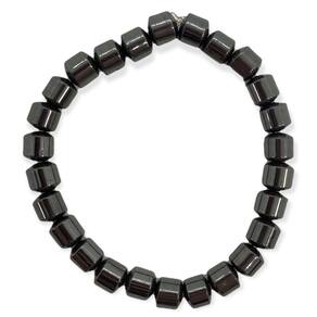 Pulseira Pedra Hematita Cilindrica 8 mm e Silicone