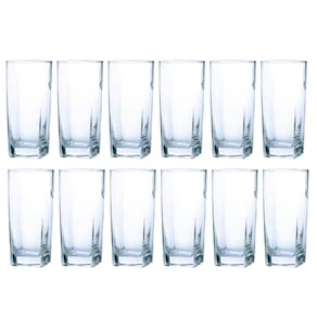 Copo Vidro 320ml Quadrado BALI Kit com 12 Transparente Luxo