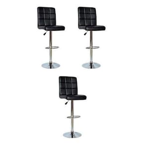 Conjunto 3 Banquetas Dublin Couro Pu Regulagem Altura Preta
