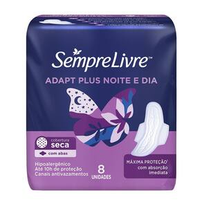 Absorvente Sempre Livre Adapt Plus Seca com Abas 8 unidades