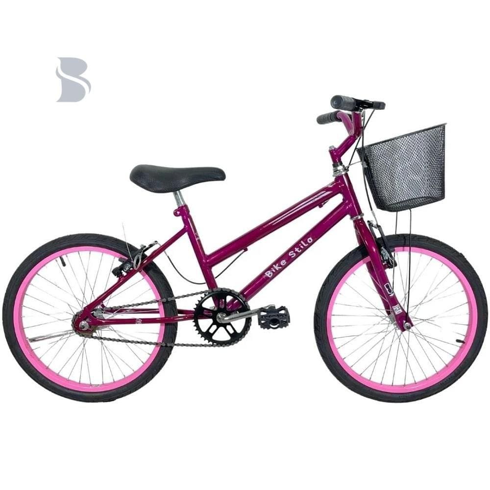 Bicicleta Infantil Passeio Aro 20 Cesta Feminina Rosa Verniz