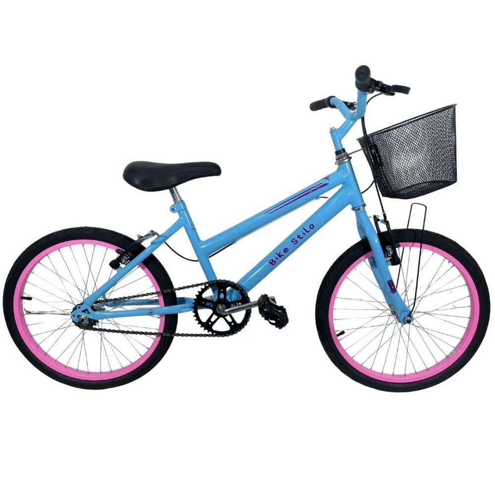 Bicicleta Infantil Passeio Aro 20 Cesta Feminina Azul Bebê