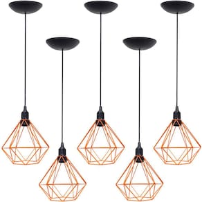 5 Pendentes Aramado Diamante Luminária Lustre P Teto Retrô Vintage Industrial Balcão Agp Ilumini