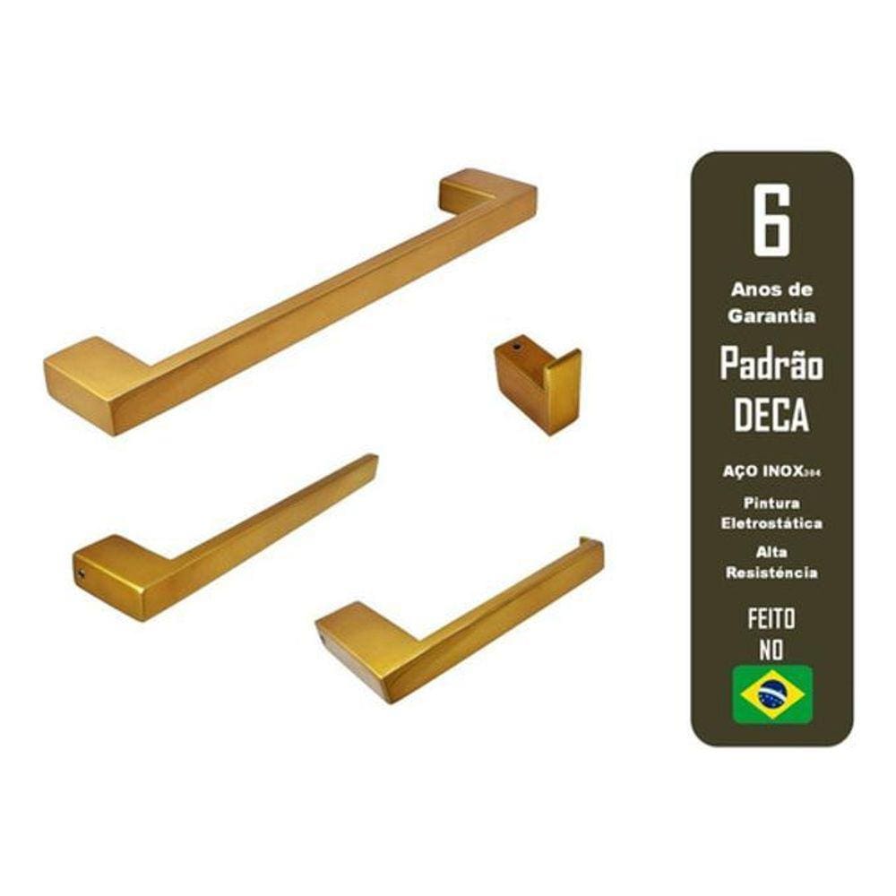 Kit Acessórios Banheiro Guriri Inox Red Gold Pd Deca 4 Peças