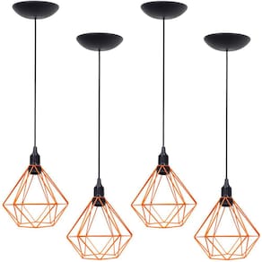 4 Pendentes Aramado Diamante Luminária Lustre P Teto Retrô Vintage Industrial Balcão Agp Ilumini