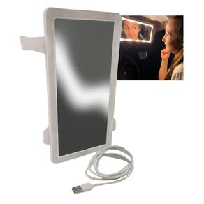 Espelho de Carro Sem Fio 3 cores Led Usb Quebra Sol Maquiagem Automovel Veiculo Branco quente e Frio