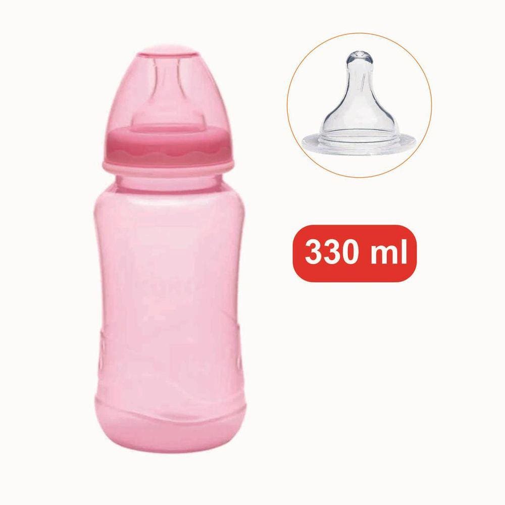 Mamadeira Aquarela Big Bico Universal Silicone Rosa 330ml