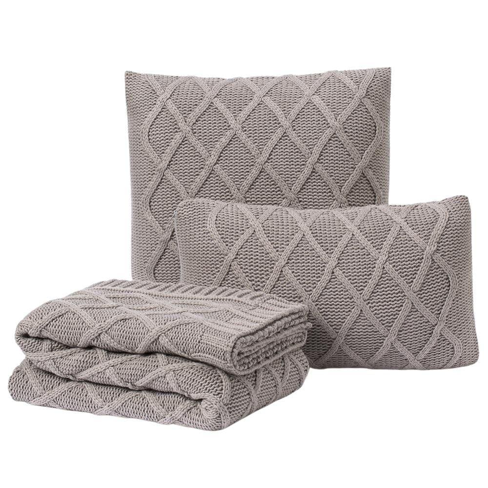 Kit Manta Sofá Cama Solteiro + 2 Capas 50X50 Paris Cinza